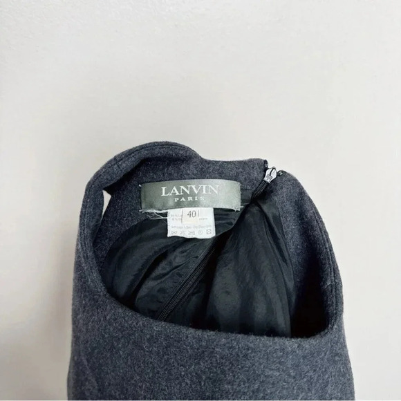 Lanvin Paris Wool Womens 40 Sleeveless Grey Sheath Dress - Picture 9 of 12